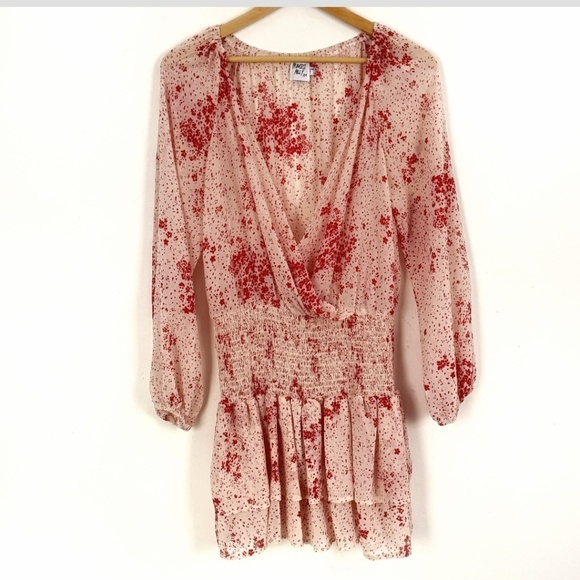 Princess Polly Mini Dress Flirty Smocked Waist Long Sheer Sleeves Tiered Skirt 6 - Picture 2 of 13